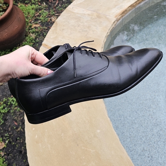 HUGO Boss Men's Appeal_oxfr_bu Oxford Flat Black Leather Dress Shoes  12 - Picture 14 of 15